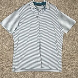Greyson Polo Shirt Men's XL Blue Striped Performance Golf Moisture Wicking Tee
